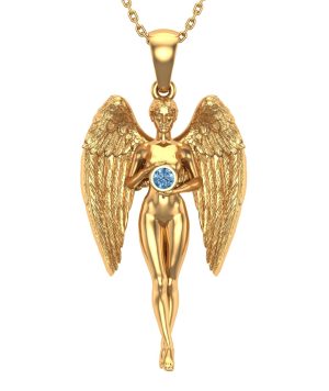 Підвіска "Angel", жовте золото, камінь Топаз, без ланцюжка